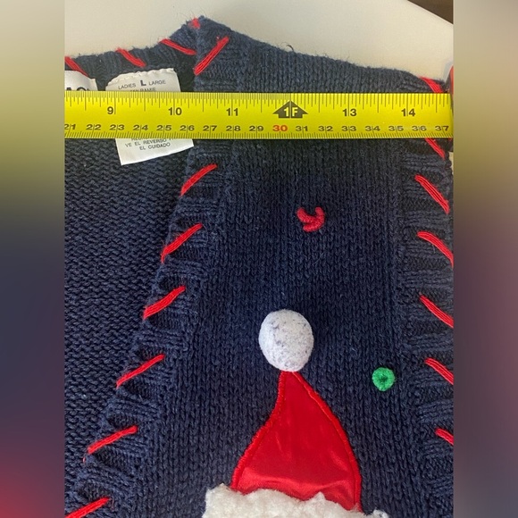 Festive Navy Holiday Sweater Vest with Bear and Candy Cane Design Size L - Picture 5 of 11
